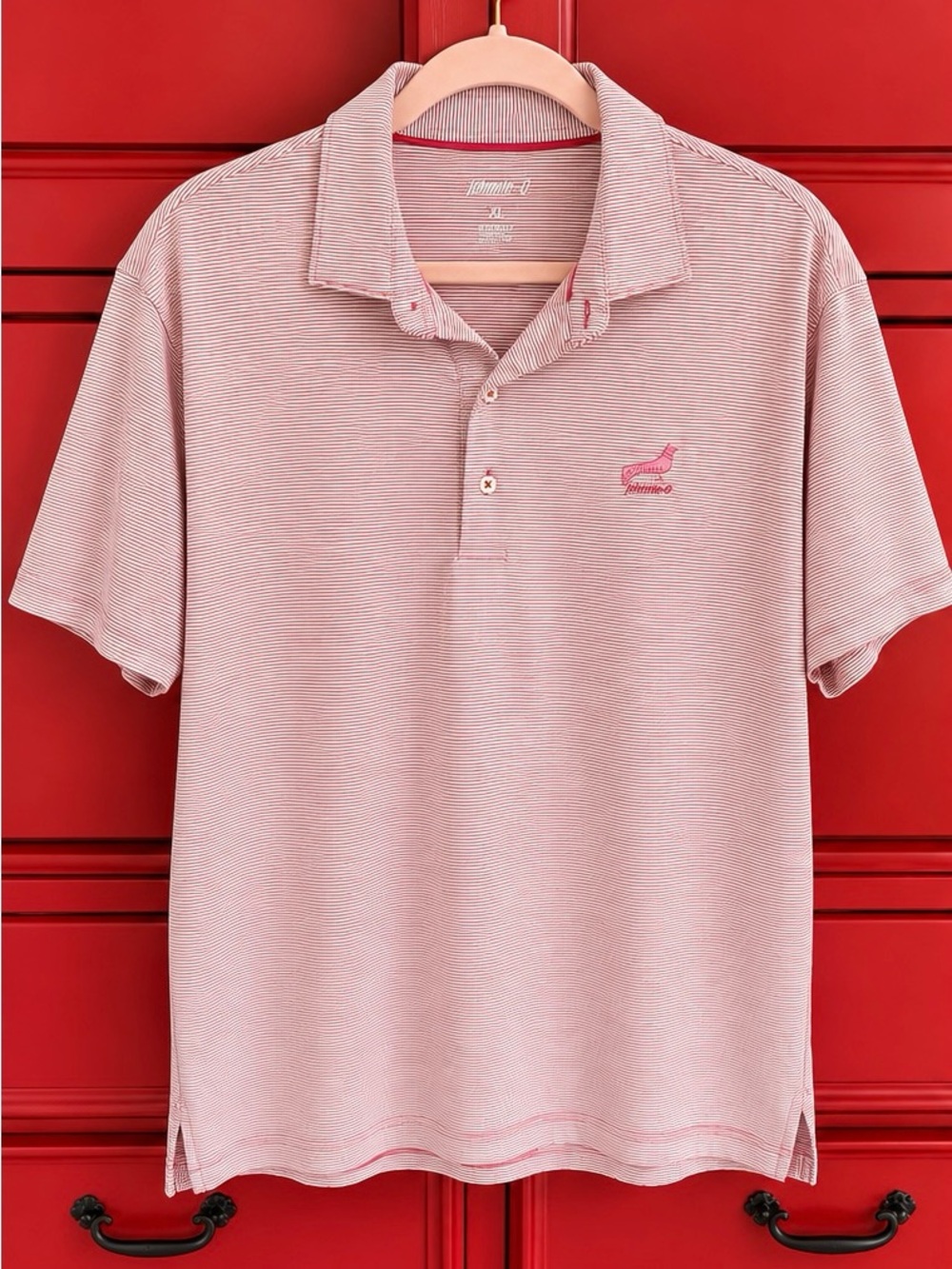johnnie-O Pink Microstripe Polo Shirt